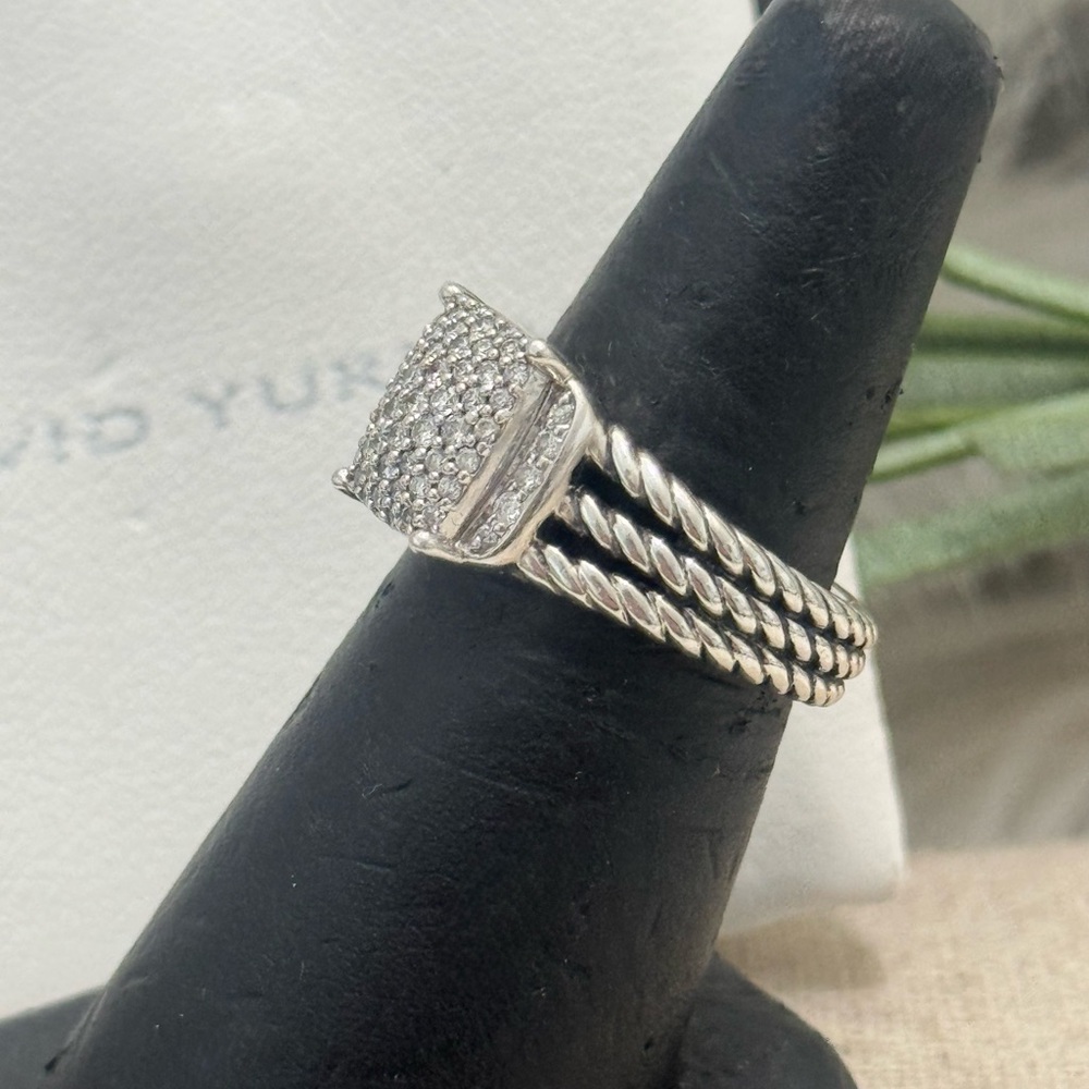 David Yurman .925 Diamond Petite Wheaton Ring - Picture 3 of 11